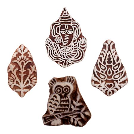 Set of 4 Piece New Mix Wooden Printing Blocks